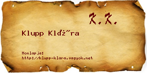 Klupp Klára névjegykártya